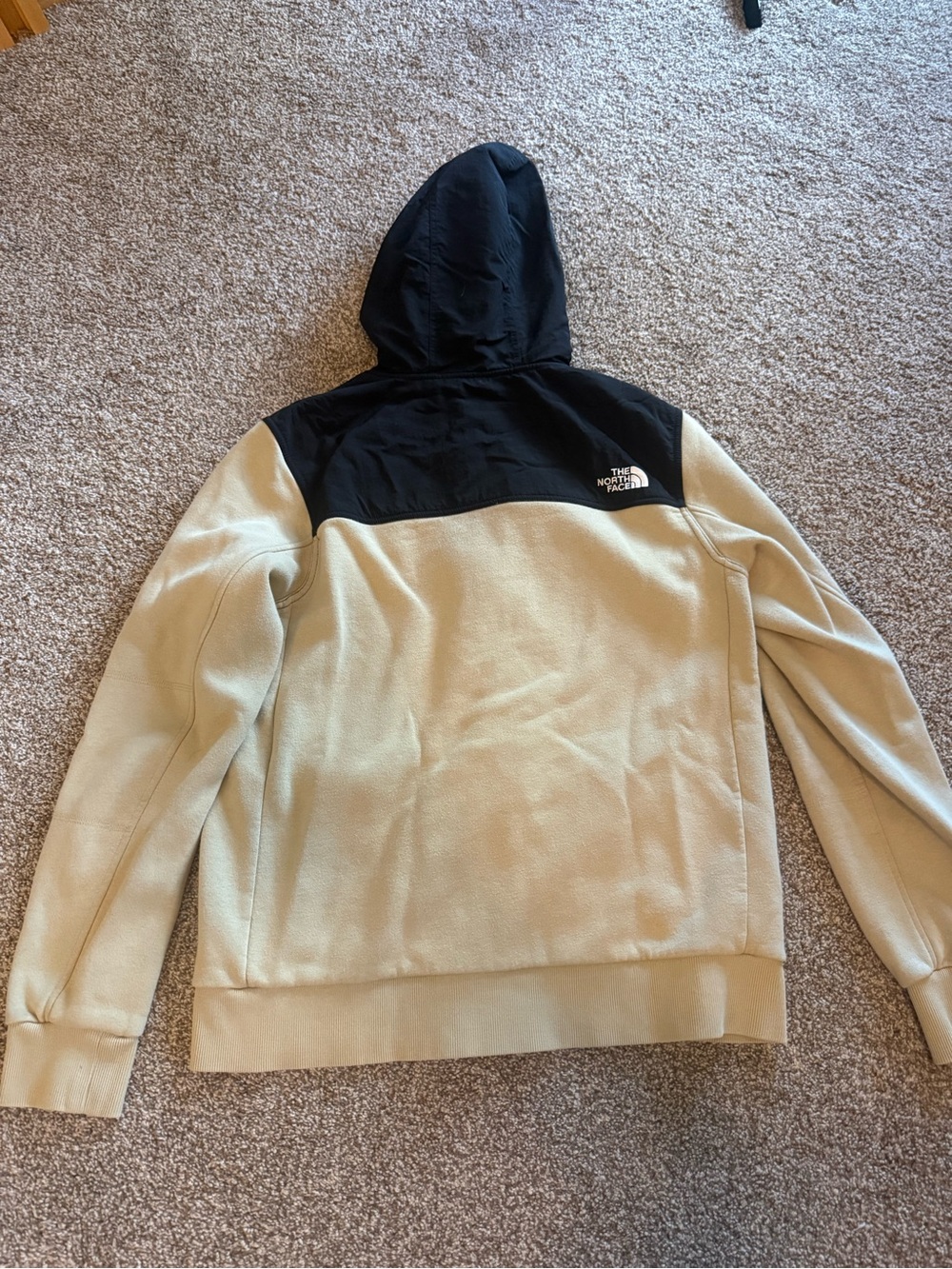 The North Face Men’s Hooded Fleece Jacket - Cream with Black Yoke - Picture 2 of 3